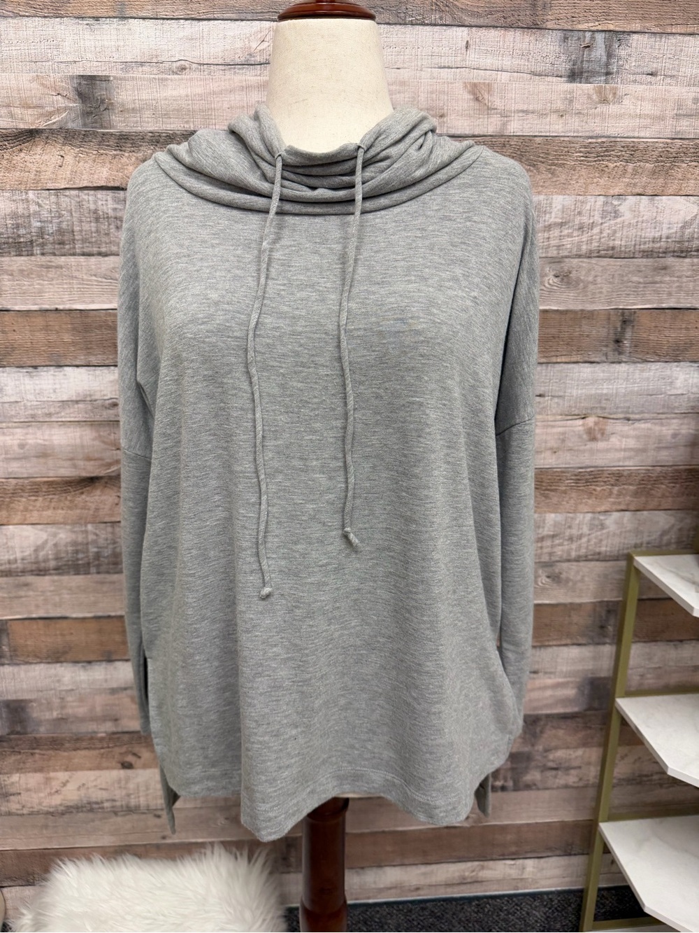 Women’s Heather Gray Lightweight Cowl Neck Hoodie